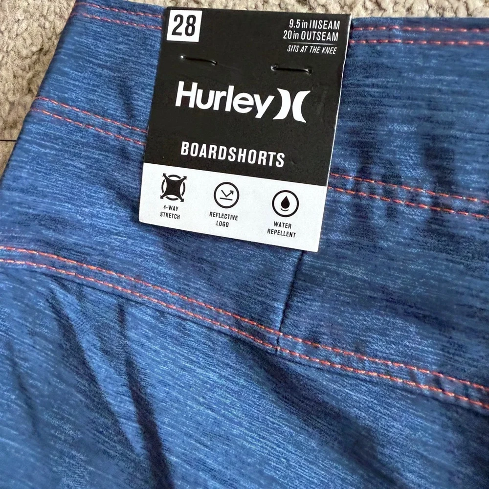 Hurley Men's orange and blue Faraheit ColorBlocked Board Shorts- Size 28
